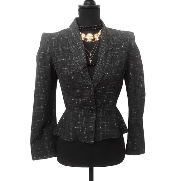 Vintage 1980s early 1990s Peplum Jacket Corp Goth - Picture 1 of 7